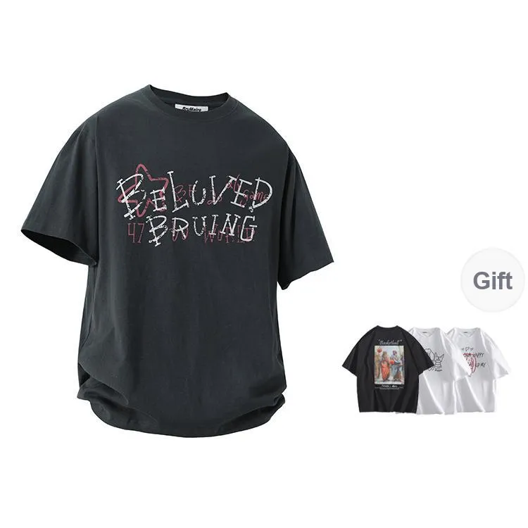 BRUMAIRE T Shirt Unisex Apricot Comes With Random Print Short Sleeved Top-8