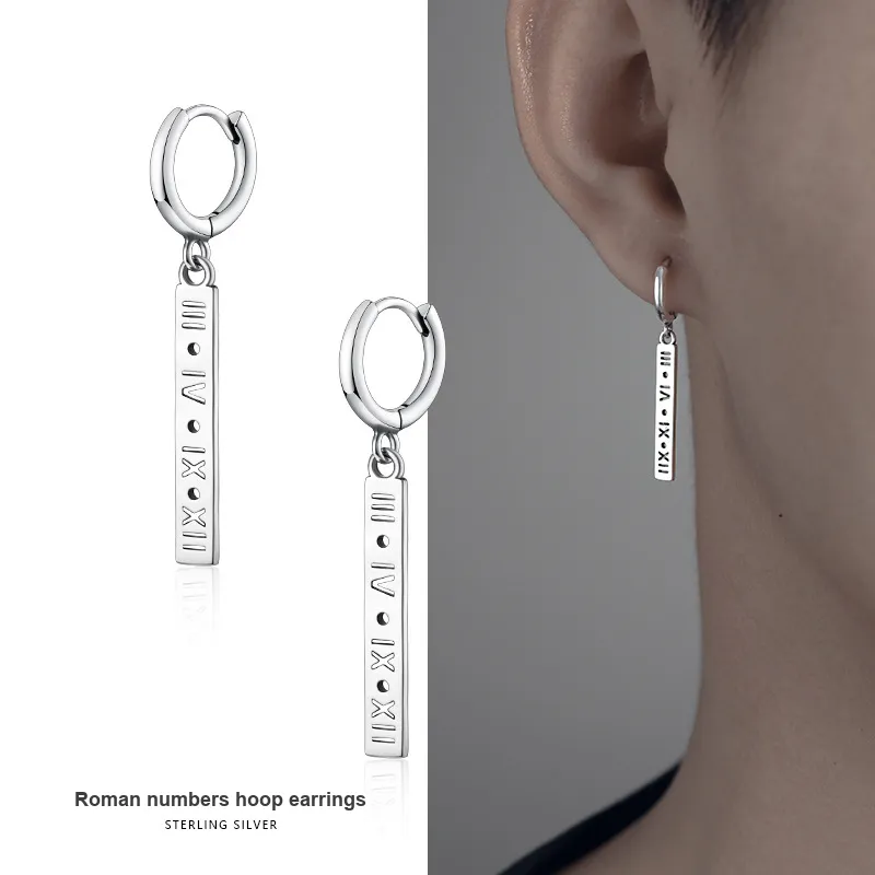 BKBU 925 Sterling Silver Needle Titanium Steel Earrings Unisex-3