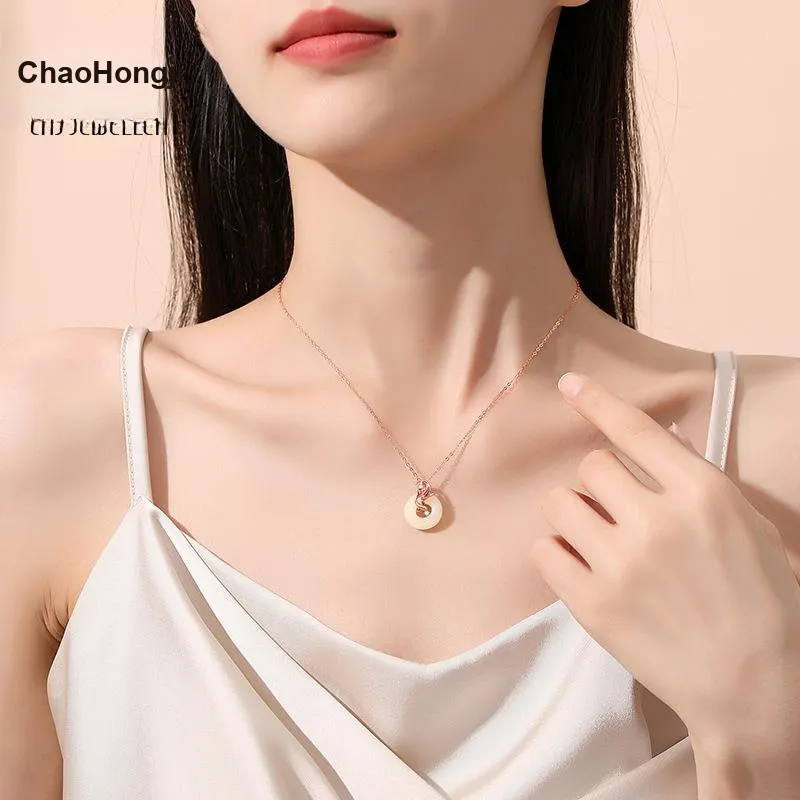 CHAOHONGJI Chalcedony Sterling Silver Necklaces Women's-3