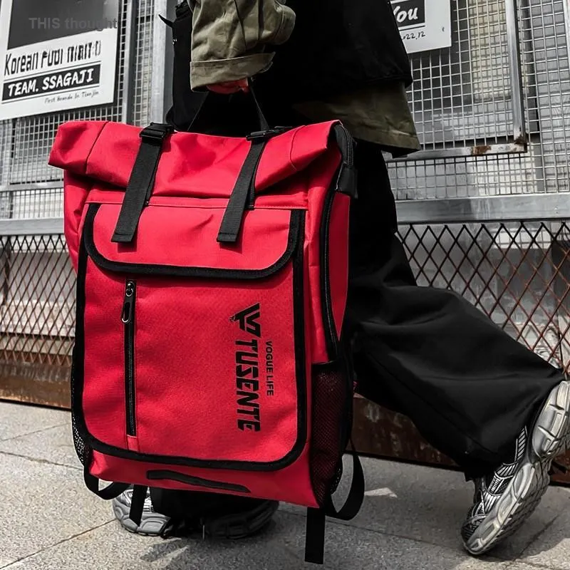 Deli Bear Oxford Gym Bag Backpack Regular Unisex Black/Red/Light Gray/Dark Gray-4