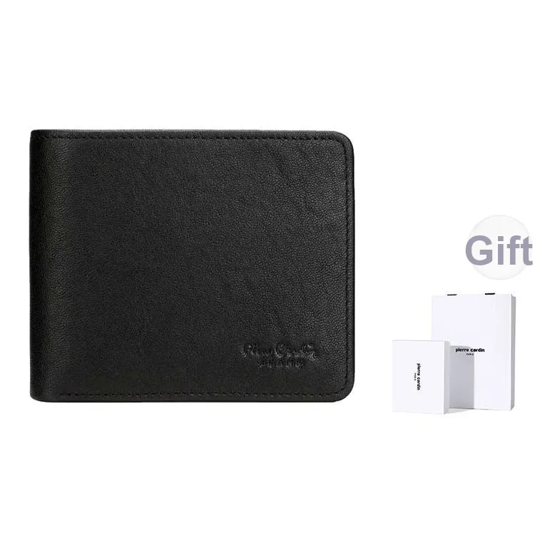 PIERRE CARDIN Top Grain Cow Leather Wallet Men's Black