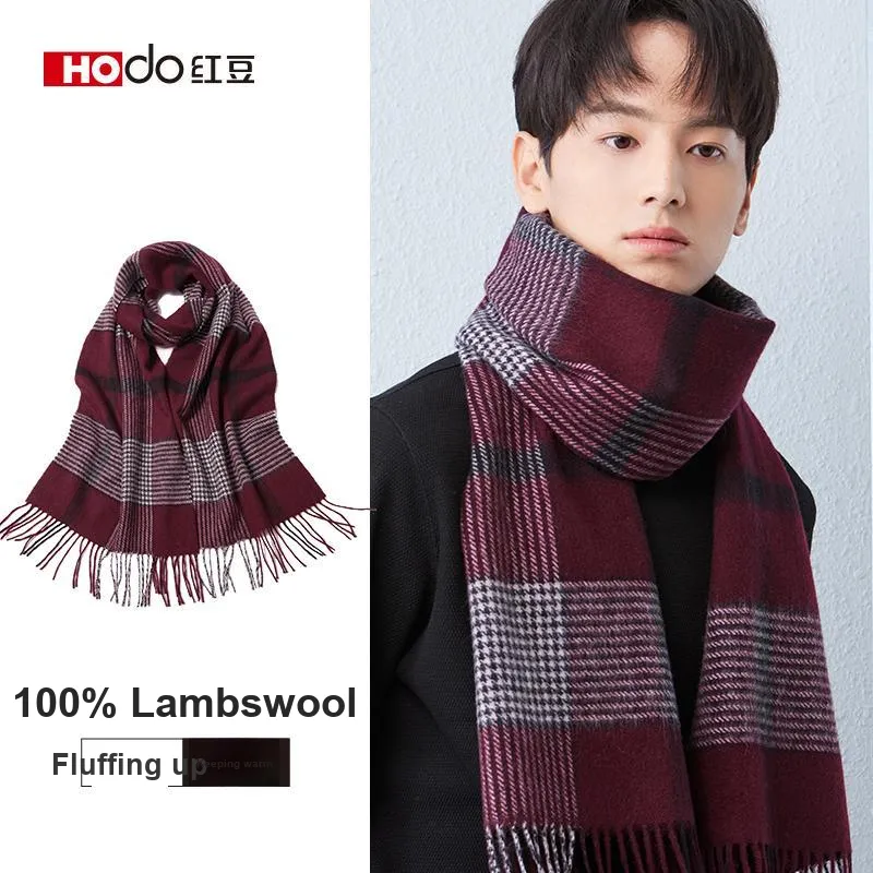 Red Bean Wool Knit Scarves Men's-9