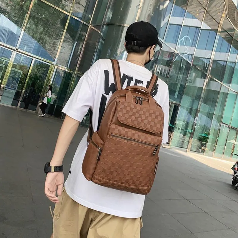 ALNI BITTON PU Backpack Regular Men's Black/Khaki/Brown-8