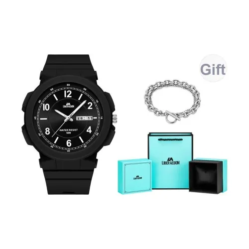 LIBER AEDON Кварцевый механизм силиконовый ремешок T PU (полиуретан) черный циферблат мужские часы