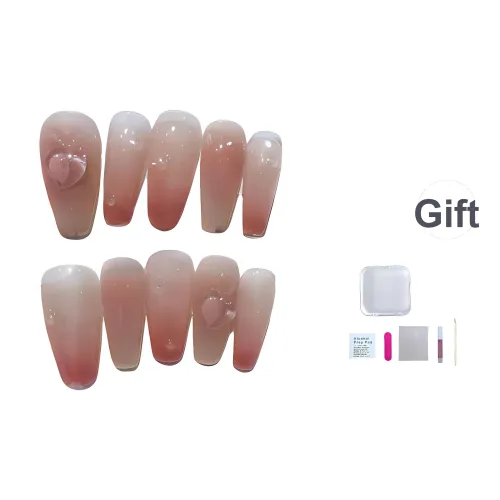 JIDUOMENG Медово-персиковый Handcrafted False Nail Sheets Медово-персиковый Градиентный Съемный Легкий Сверкающий страз