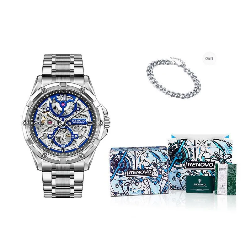 RENOVO Explorer Collection Automatic Mechanical Movement Watch Unisex Cut Out Dial-19