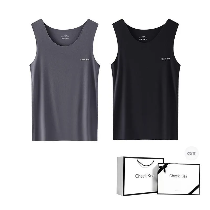Cheekkiss Tank Top Men's Spring And Summer Solid Color Seamless Inner Base T Shirt For Men With Premium Gift Box Set-10