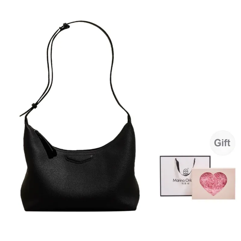 Marino Orlandi Cow Leather Crescent Bag Shoulder Bag Handbag Large Size Women's Brown/Black/White-9