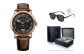 Rose Gold Case Black Dial Brown Leather Strap