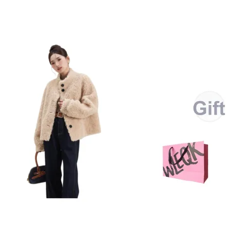 WLEQK Абрикос Женские Меховые изделия