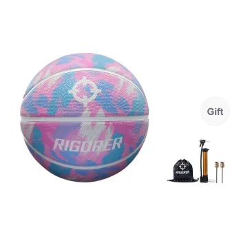 RIGORER Rubber Basketball Pink White Blue Size 7 Training