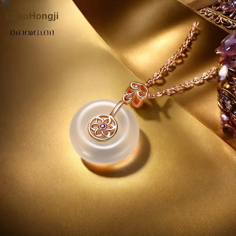 CHAOHONGJI Natural Chalcedony Collarbone Chain Necklace Women's-2