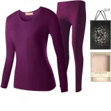 Women's Crew Neck Clothing Sets (Purple) Thickened and Fleece-Lined/Lace Trims Neckline