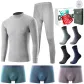 8-Piece Set Gift Box (1 Set Mock Neck Light Heather Gray Underwear+3 Pack Underpants+4 Pairs Socks)