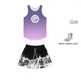 Bleach Shorts+Gradient Purple Tank Top+Socks (Random Socks)