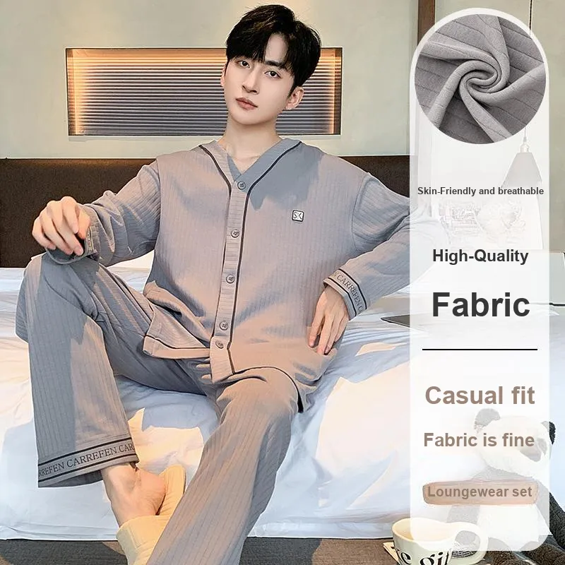 XIAFENYAN Pajama Set Men's Gray-1