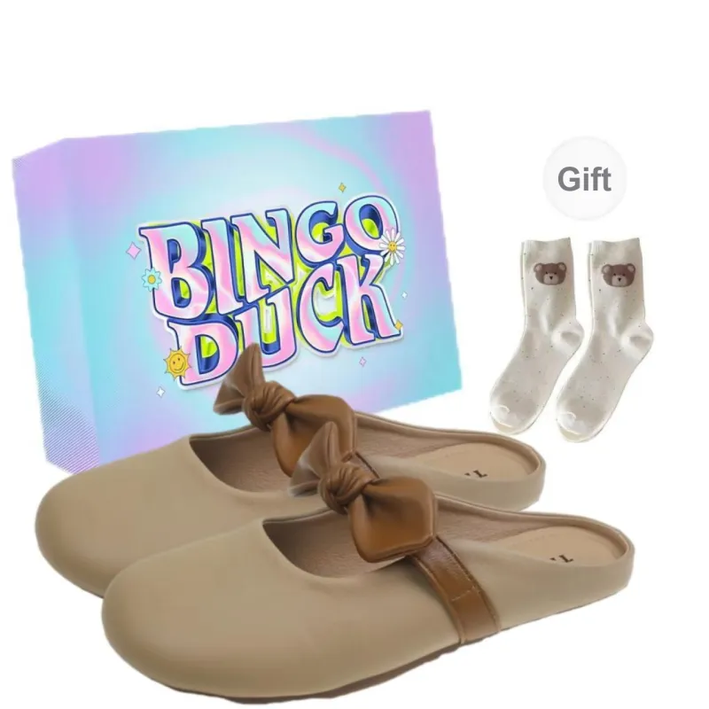 BINGO DUCK Odor Resistant Slip Resistant Closed Toe Slippers Women's Ecru/Khaki-3