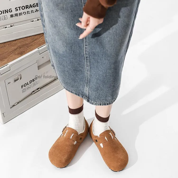 Old Meow Flat Round Tip Buckle Fully Enclosed Casual Shoes Women's-5
