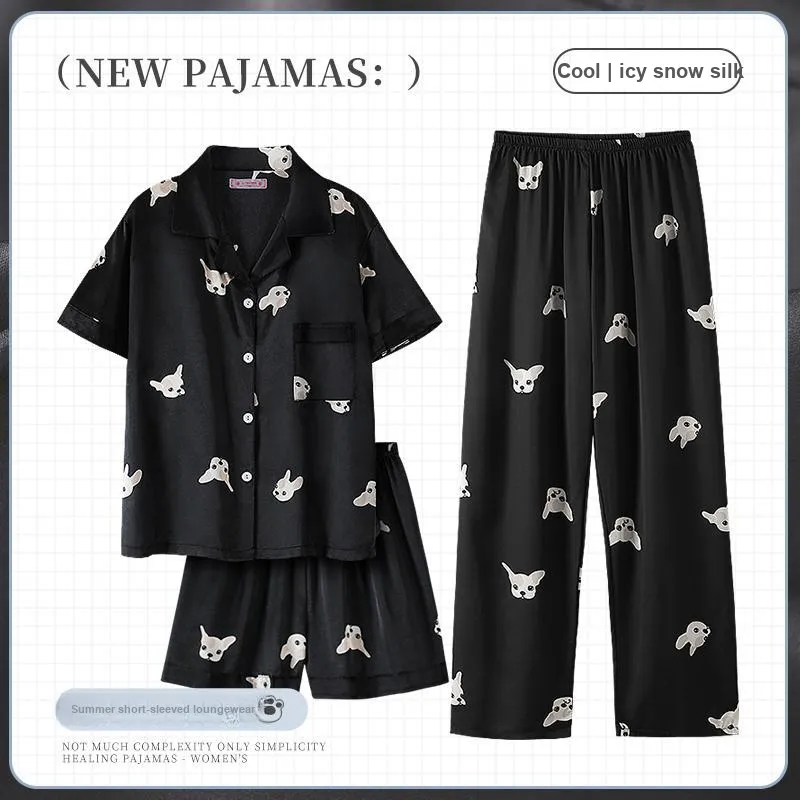 Qiao Ni Tong Pajama Set Women's Black Fist-1