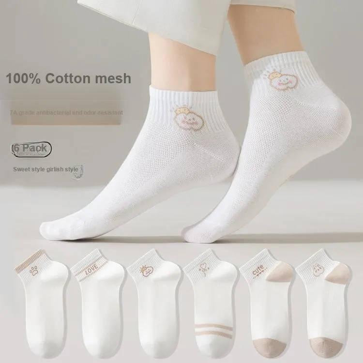 H-YXIANG Ankle Socks Women's 6 Pack White-1