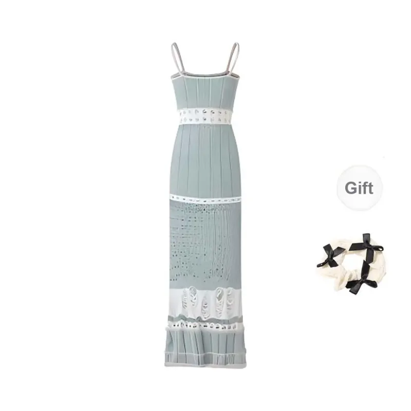 TURN UP Slip Dress Women's Mint Green+Bowknot Hair Tie Comes With-1