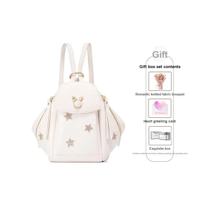 JUST STAR PU Backpack Medium Size Women's Ecru/Elegant Black