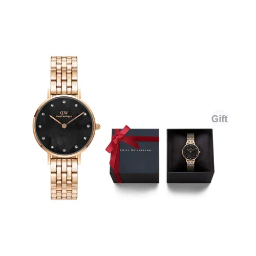 Daniel Wellington Женские часы Кварцевый механизм Ремешок из нержавеющей стали 28 мм Черный циферблат