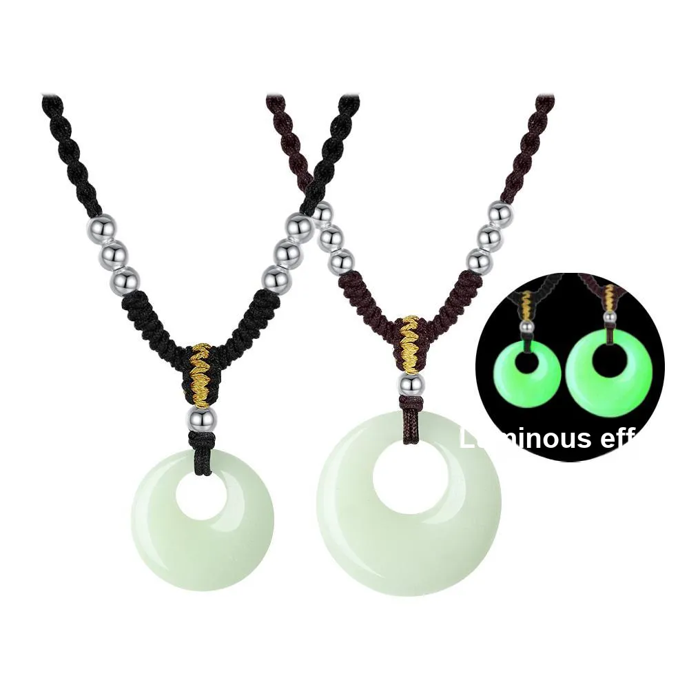 Hurry That Year S925 Silver, Night Light Stone Couple Necklace, Comes With Necklace For Boyfriend And Girlfriend Unisex
