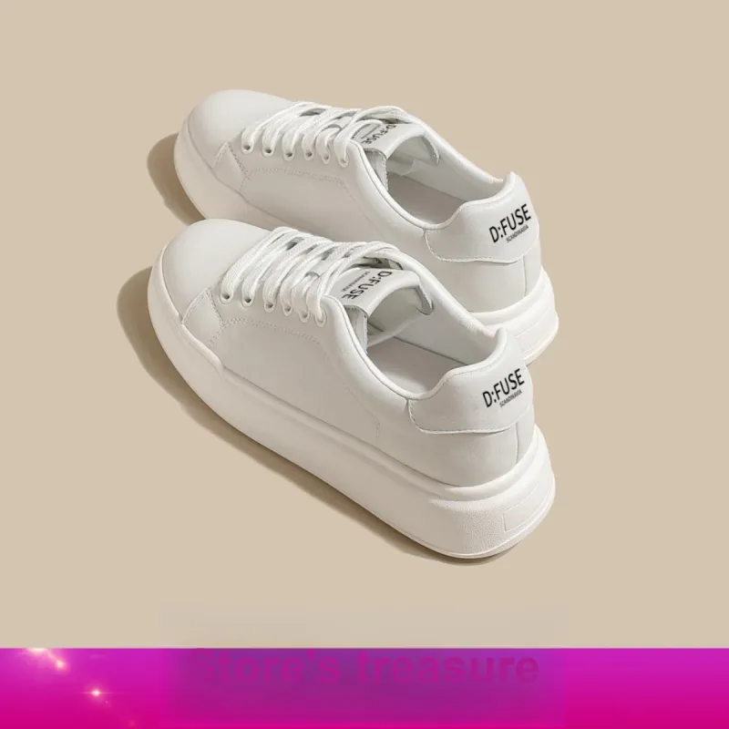 D FUSE SCANDINAVIA White Sneakers Height Increasing Lightweight Low Top Skateboard Shoes 5.5cm Women's White-1