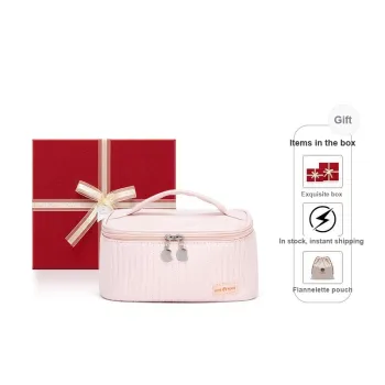 CNOLES PU Small Square Makeup Bag Medium Size Women's Sweet Sugar Light Pink