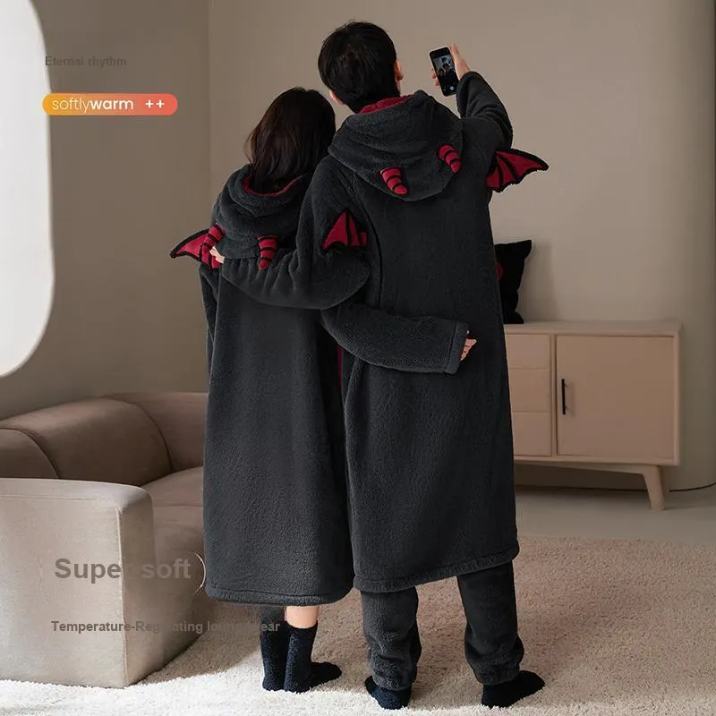 JINGYUN Bath Robes Unisex Black-2