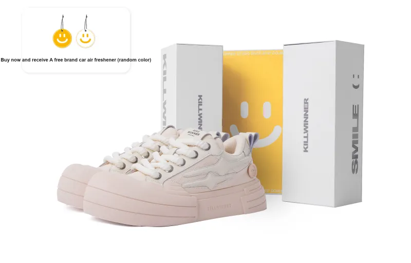 KILLWINNER 'Smile Life' Collection Slip Resistant Low Top Skateboard Shoes Unisex Beige-0
