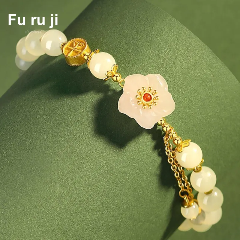 Fu Ru Ji Bracelets Pale Greenish White Jade Women's-4