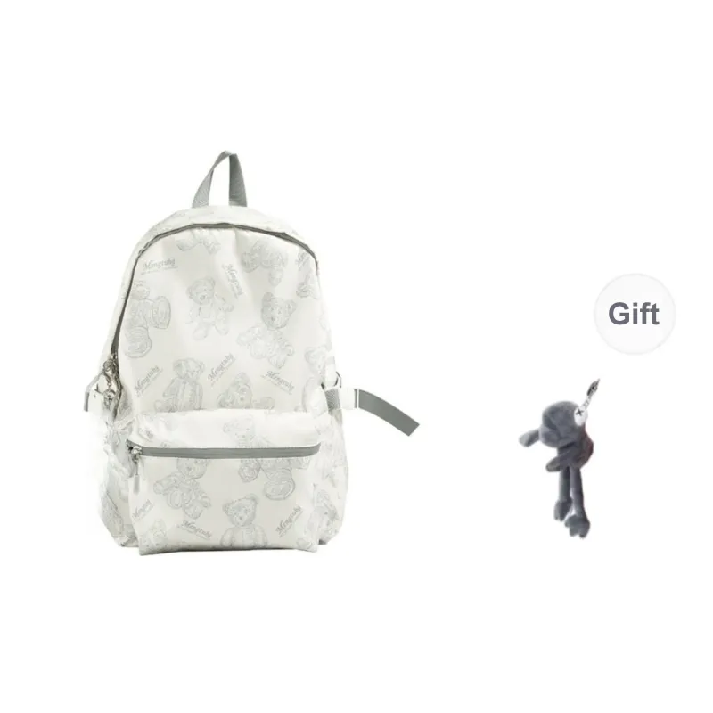 URBAN FOREST Nylon Fabric Backpack Unisex Black/Red/White/Green-10
