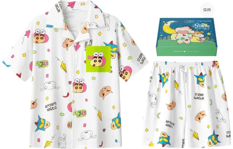 Gongdie x SHINCHAN Pajama Set Unisex White, Gift Box Set-17