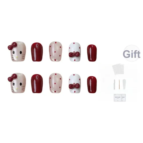 AIDINGQI Cartoon Kitten Осветляющий Утонченный Кошачий глаз Ручная работа Ручная Nail Art Полка Дот Бант