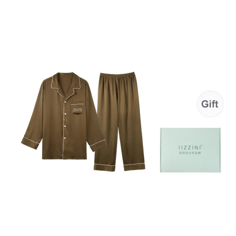 IIZZINI Pajama Set Men's Coffee Fishtail Thread-2