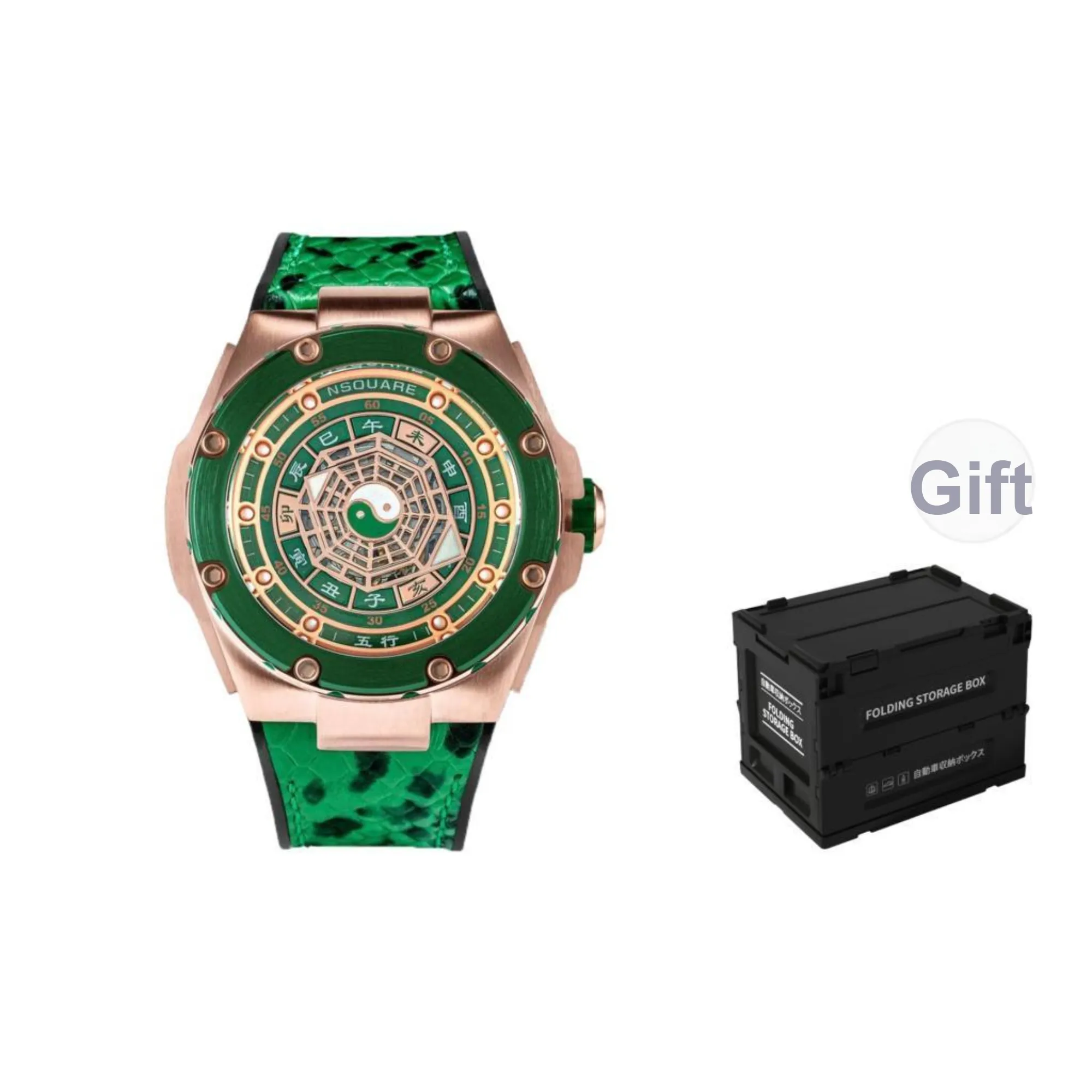 NSQUARE Five Elements Collection Automatic Mechanical Movement Watch Men's Watches Green Dial