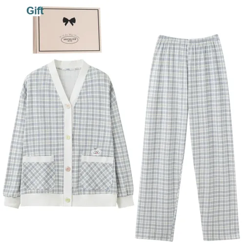 MIOJUER Pajama Set Spring And Fall Season Women's Taro Purple