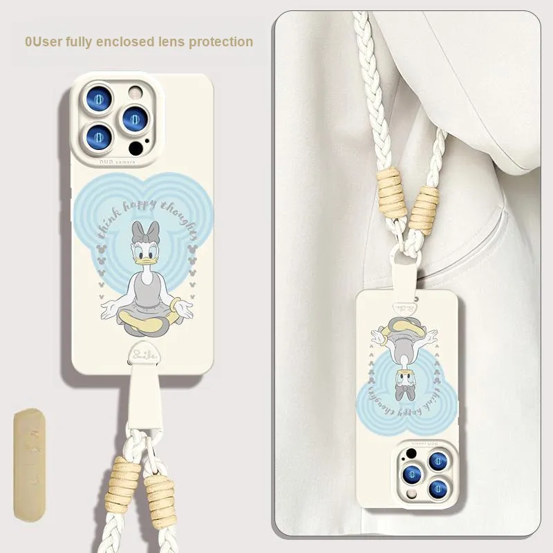 Disney Silicone Material Cute With Lanyard Phone Cases Compatible With Apple 16 Pro Max/15 Pro/15 Plus/14 Pro/13/12/11-3