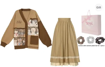 SNBL Two Piece Skirt Sets Women's Knitted Fabric Cardigan+Skirt