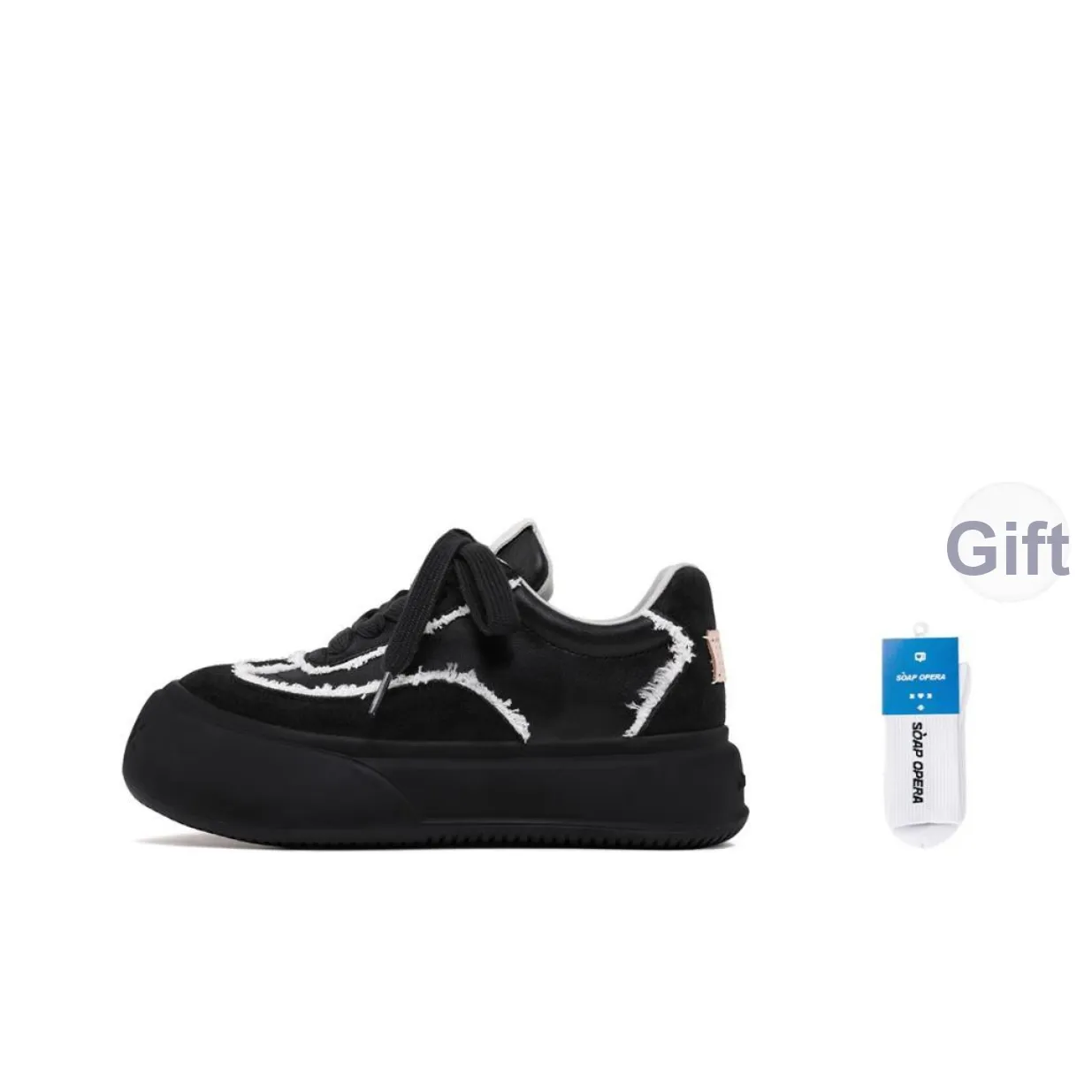 SOAP OPERA Dexun Series Skateboard Shoes Unisex Low top Black/White