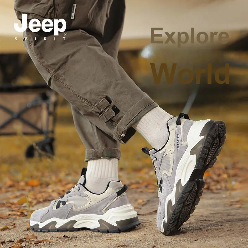 JEEP SPIRIT Slip Resistant, Abrasion Resistant, Breathable, Impact Resistant Low Top Chunky Sneakers Men's Light Sandy-7