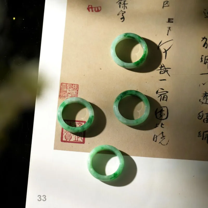Clear Snow Glutinous Jade Jadeite Rings Unisex-6
