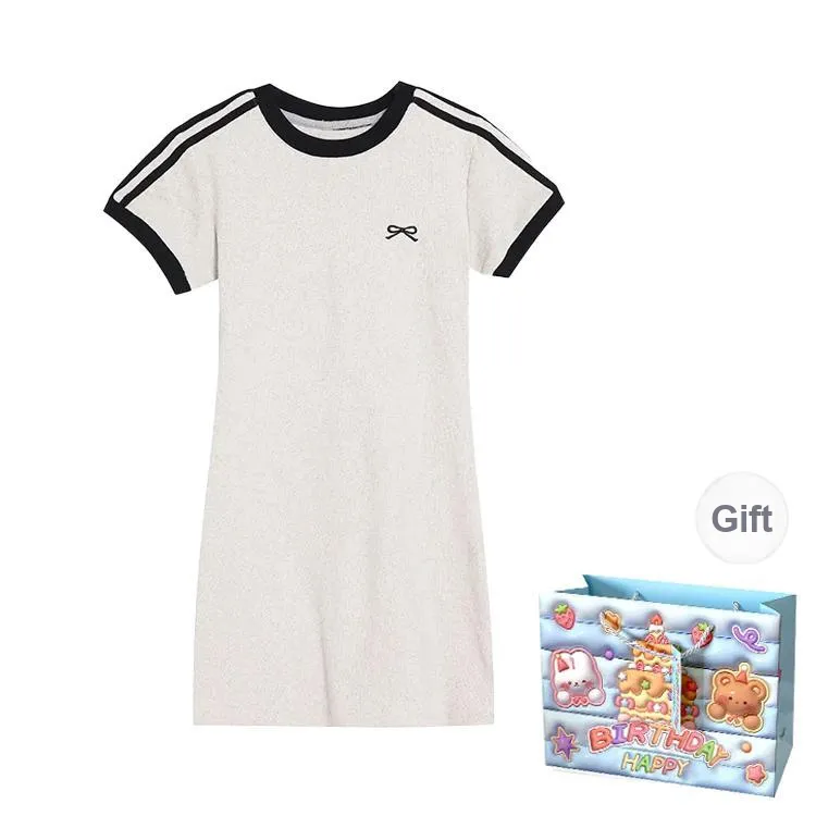 Gentle Welcome Short Sleeved Dress Women's White Gray-0