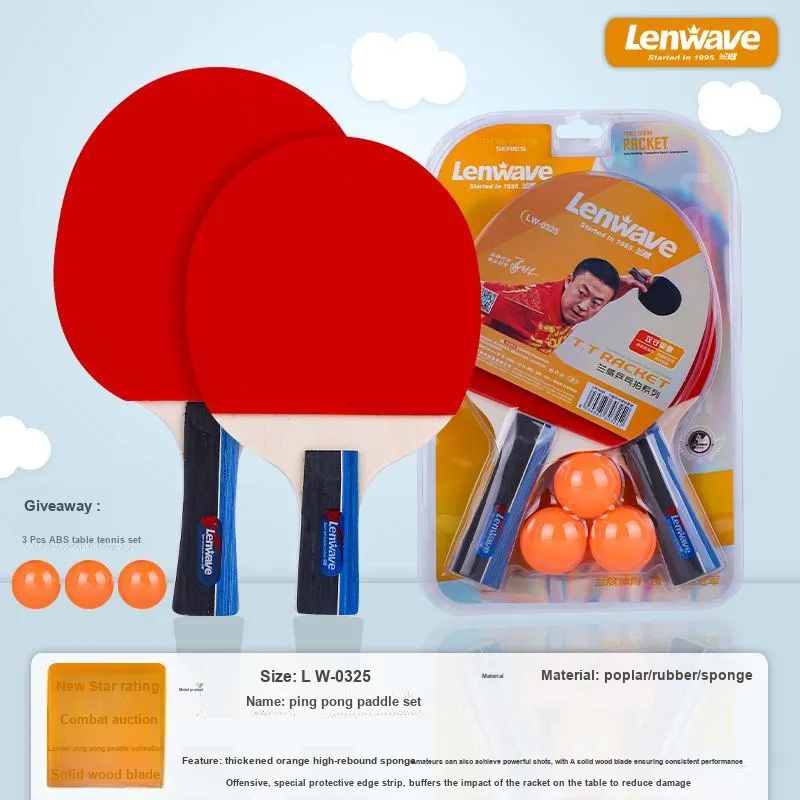LENWAVE Ping Pong Paddles Unisex All Wood Red/Black-4