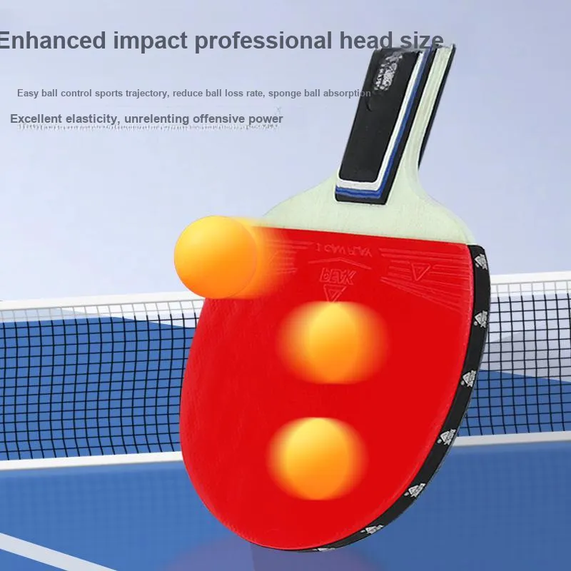 PEAK Double Sided Inverted Rubber Solid Wood Ping Pong Paddles Unisex Shakehand Grip Penhold Grip Red/Black Single Grip-2