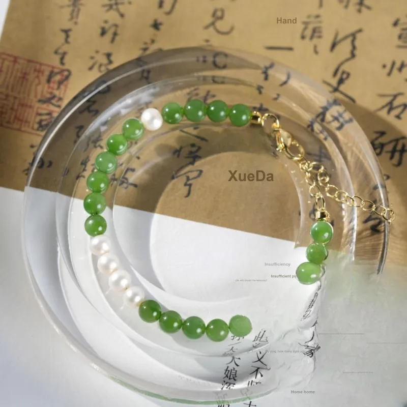 Clear Snow Hetian Jade Bracelets Jasper Unisex-2