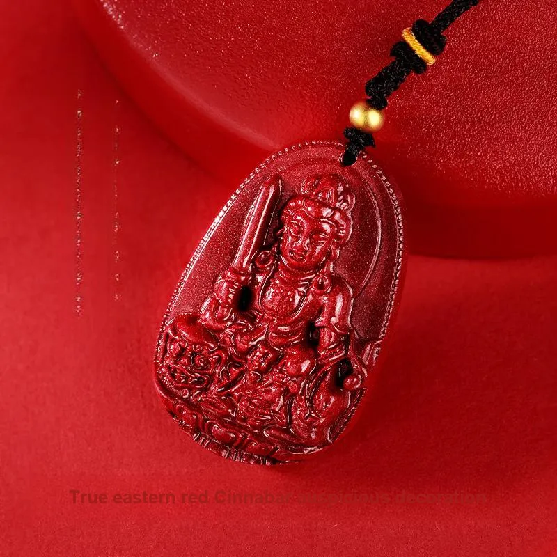 JINLIUFUJIXIANG Reconstructed Cinnabar Necklaces Unisex-41