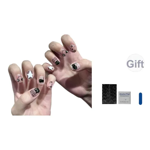 OUYUJI Handcrafted False Nail Миндаль Короткий LADDER Овал Квадрат Кожа Телесный Мультяшный